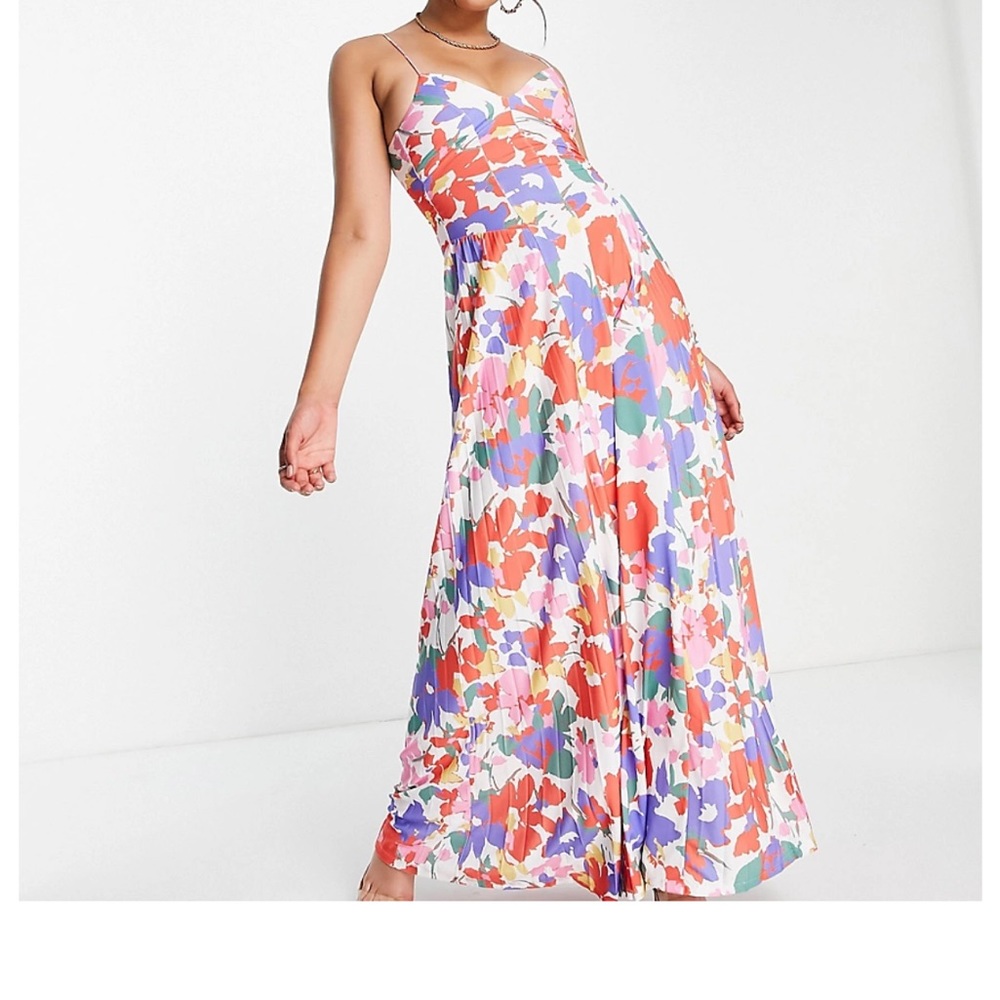 ASOS Pleated Maxi Dress in Floral